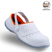 Mekap Slipper 210-01 Beyaz Çelik Burunlu Sabo Sandalet